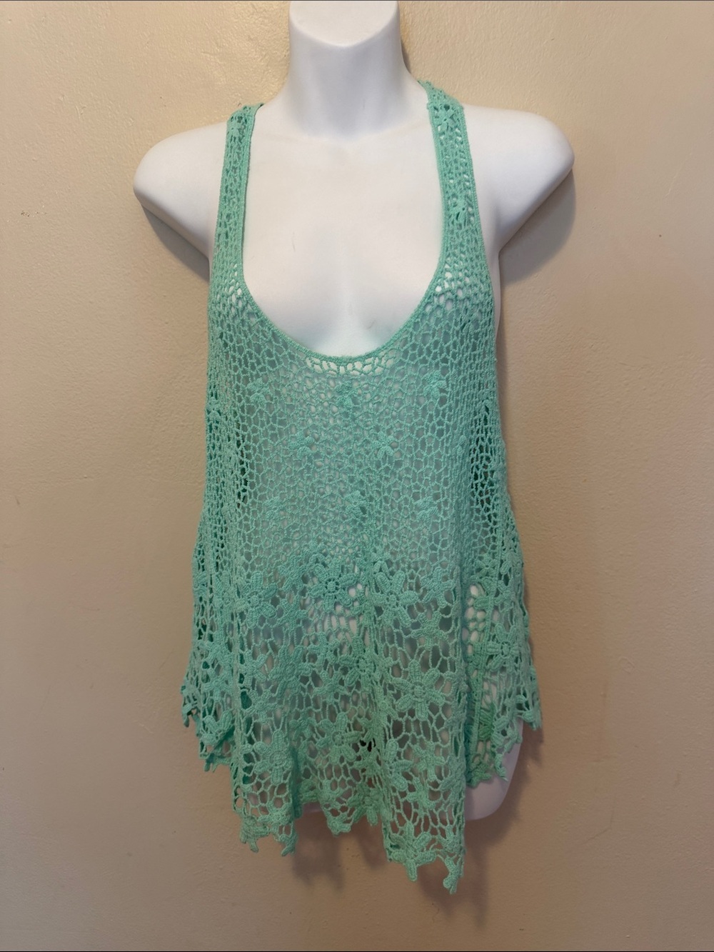 Dolled Up Mint Crochet Tank Top